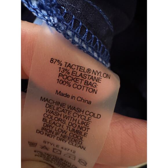 Tory Burch NEW Sport Blue Patterned stitch front seam Straight Leg Pants SZ 2 - Picture 7 of 9